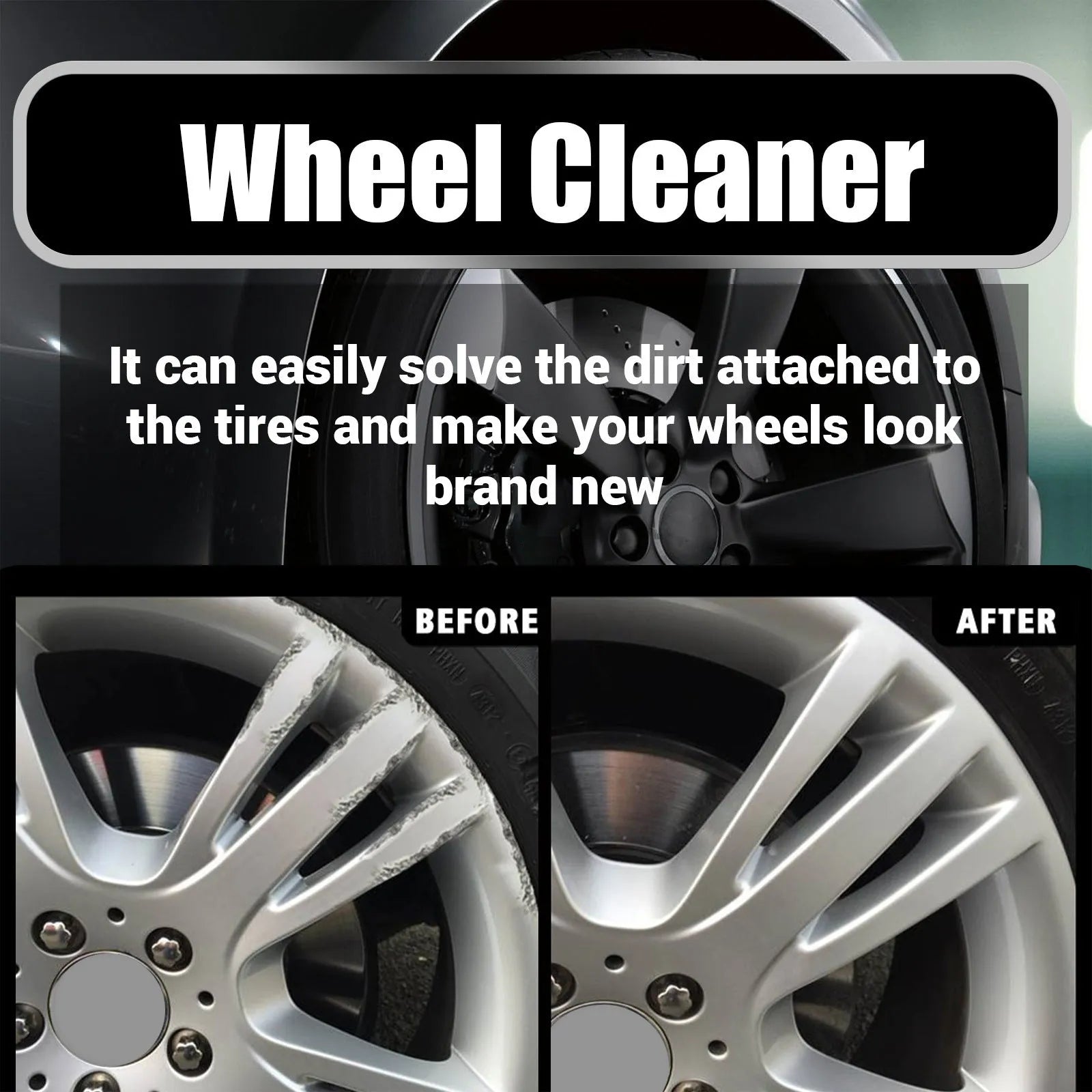 Car tyre cleaning bottle and microfiber cloth for alloy wheel cleaning with EDTA disodium formula