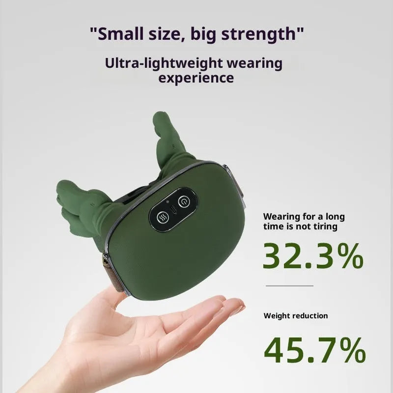 Rechargeable trapezius neck hand shoulder massager in green silicone paint with multi-mode and heat