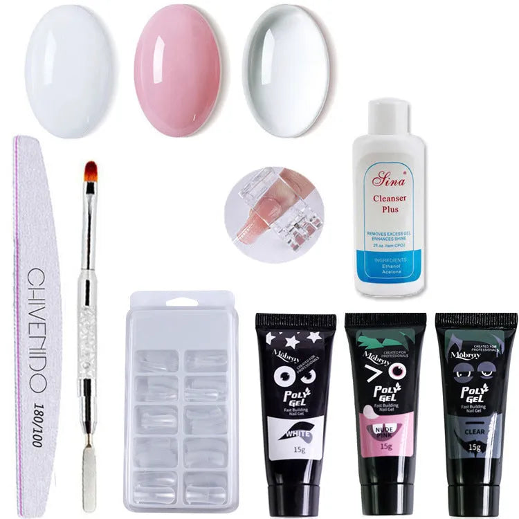 Nail art solid extension glue set 15g with four colour suits 159 245 358 467 and phototherapy gel
