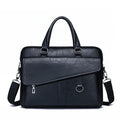 Large capacity synthetic leather shoulder computer bag in solid colour 8005 horizontal black variant