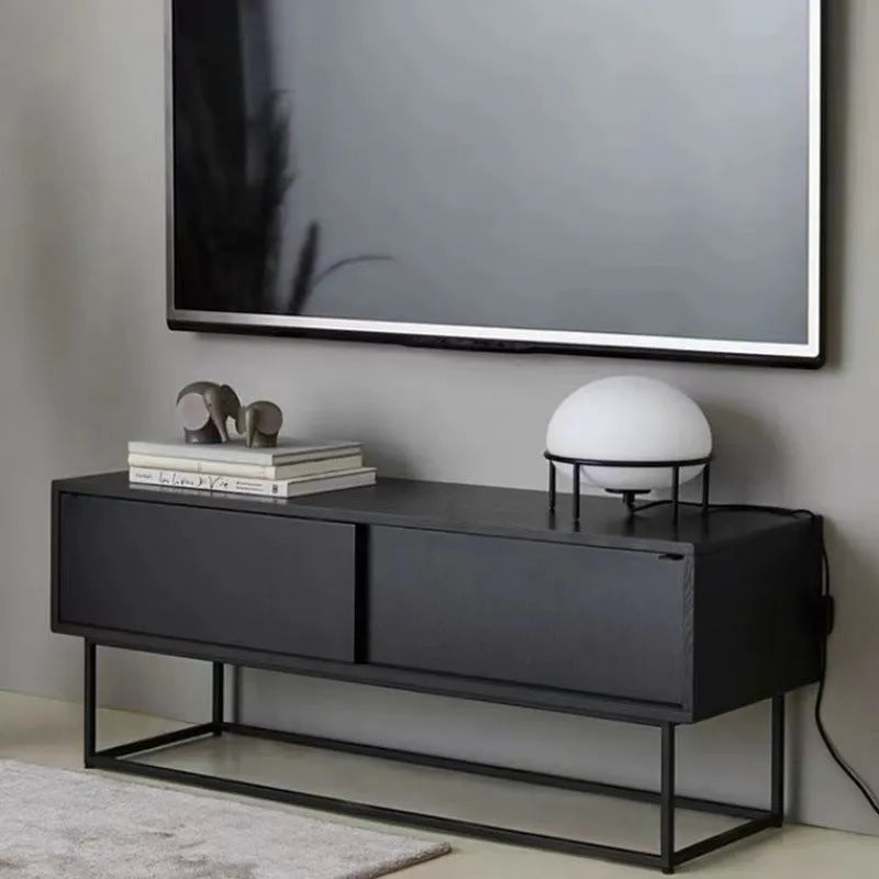 Nordic Japanese style bedside glass lamp with iron base, 300x220mm, modern simplicity