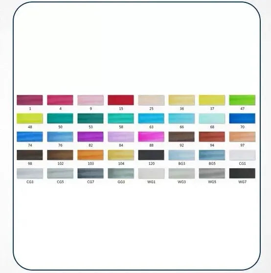 Set of double-headed alcohol oily colour markers with round and inclined nibs for professional art and design work.