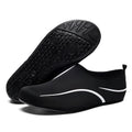 Unisex black low top indoor fitness outdoor wading shoes with Lycra stretch fabric upper and rubber sole