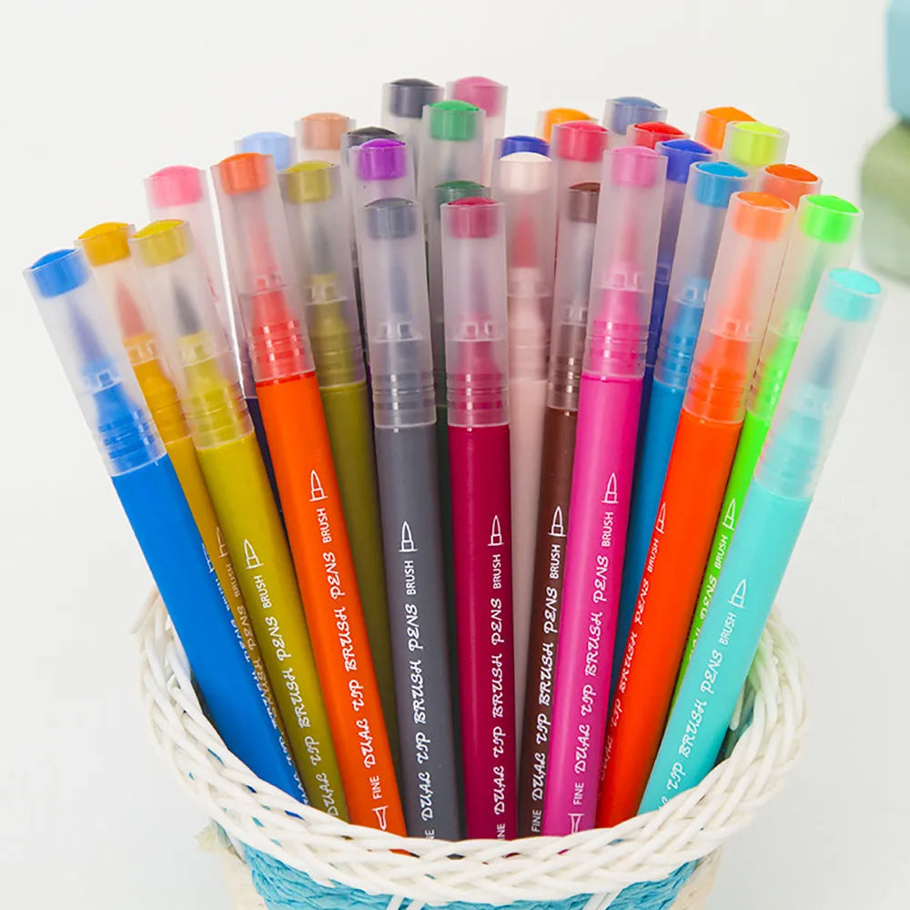 48-colour double-ended hook line soft-tip watercolour pen set in PP box