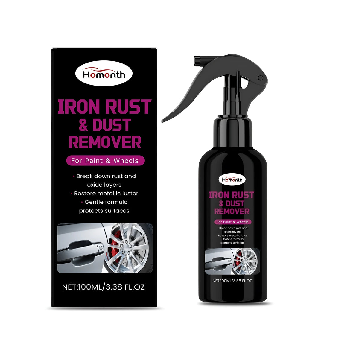 Automobile hub rust removal spray can with citric acid formula for wheel derusting