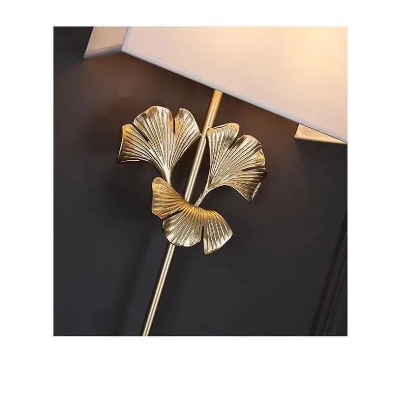 White all-copper ginkgo leaf wall lamp 530x300x120mm with E14 cap for home lighting