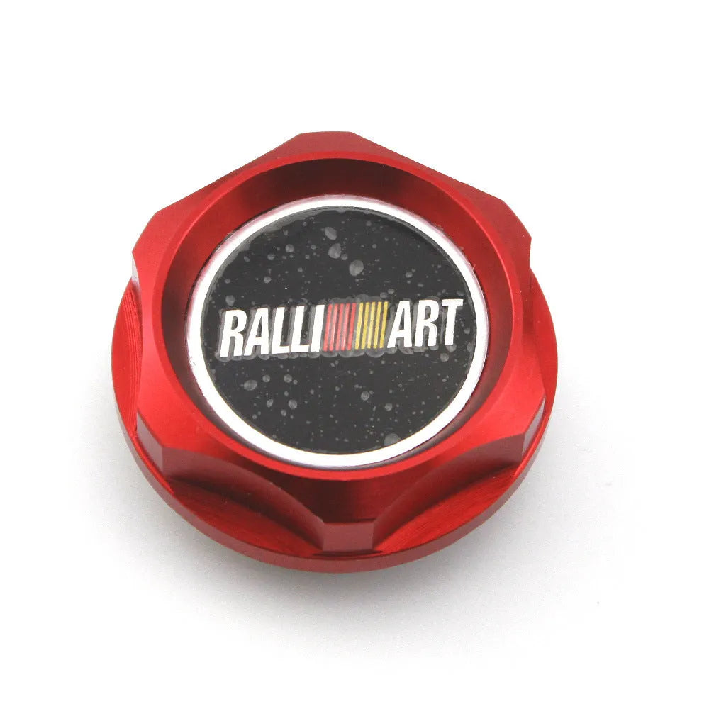 Aluminium alloy oil filter cap for Mitsubishi cars in red, blue, gold, silver, black, and purple colours.