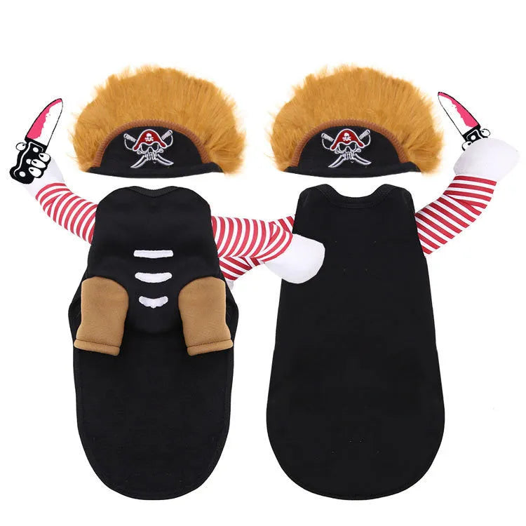 Ourwarm pirate pet costume in colour Pirate with hat and polyester fabric for dogs and cats