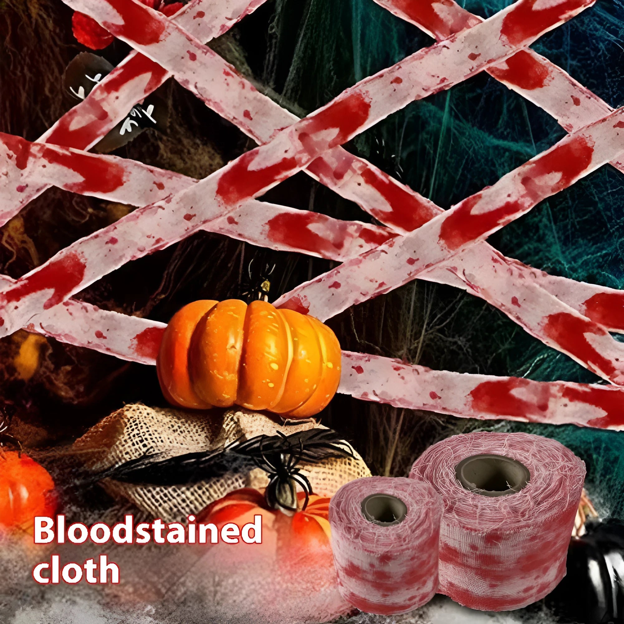 Blood-red dyed gauze bandage rolled for Halloween costumes and horror decorations with 8cm width