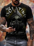 Summer 3D skull full-body printed T-shirt for men in milk silk fabric with geometric pattern, short sleeves, round neck