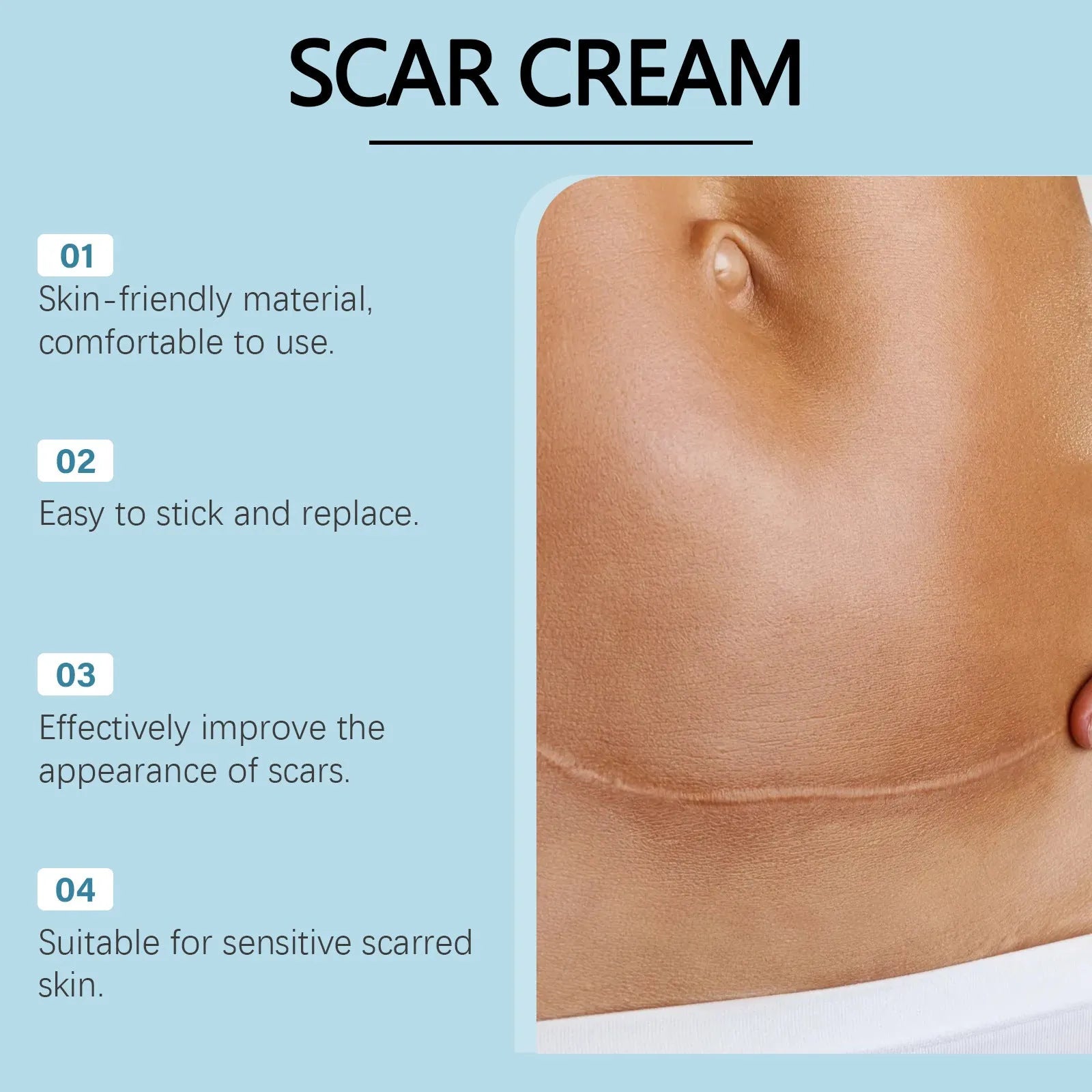 Silicone scar patch roll with mint leaf extract for scar management