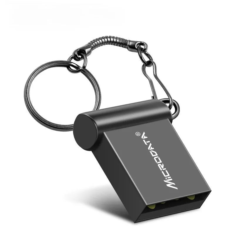 Metal USB storage disc necklace with chain accessory showing compact 10mm square design