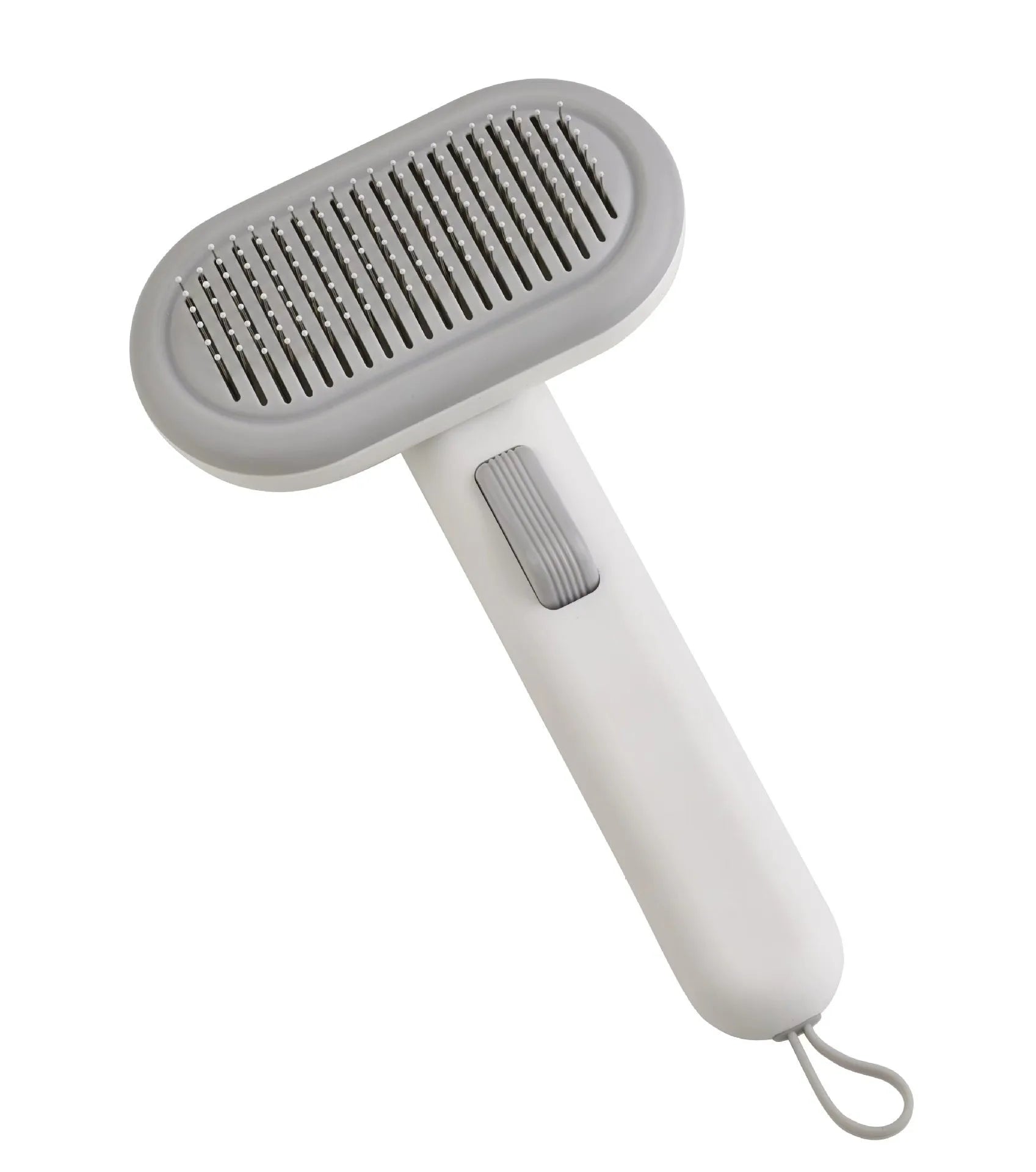 Large pet grooming comb with one-click shaver and floating knot untying features in light grey colour