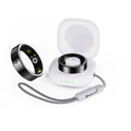 Black ceramic smart ring for health monitoring on finger with charging options