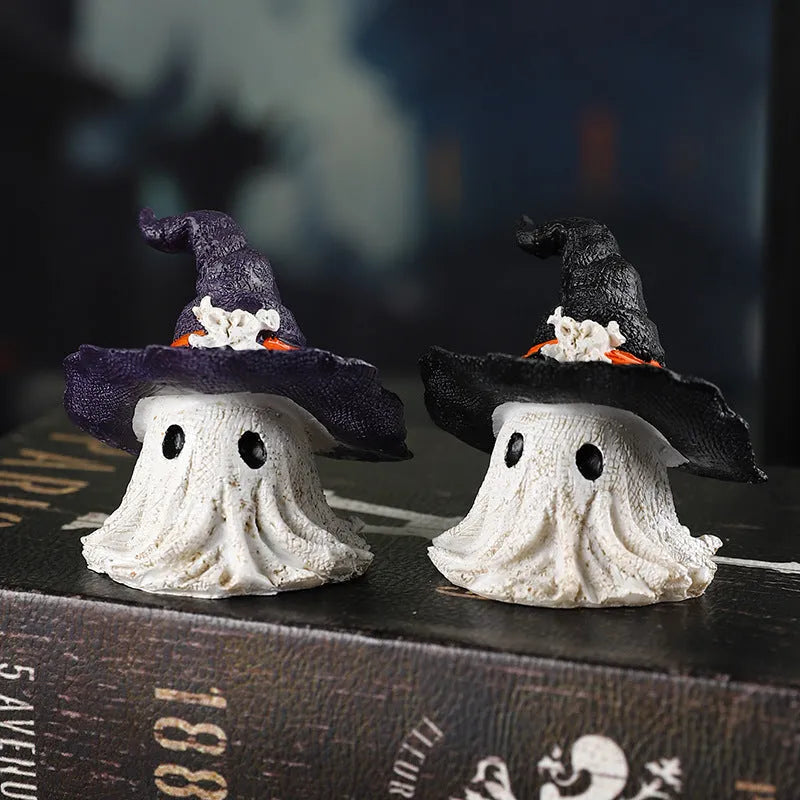 Resin wizard hat ornament in purple and black for Halloween Christmas Easter decoration