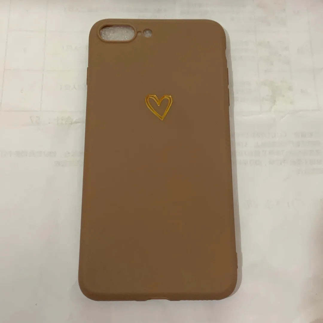 Simple hand-painted love design matte TPU iPhone case in cold wind colour with lanyard holes