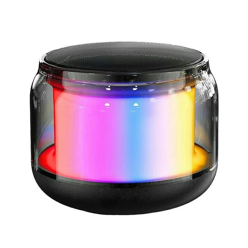 Black gun-shaped Bluetooth speaker with coloured glaze finish and card insertion slot