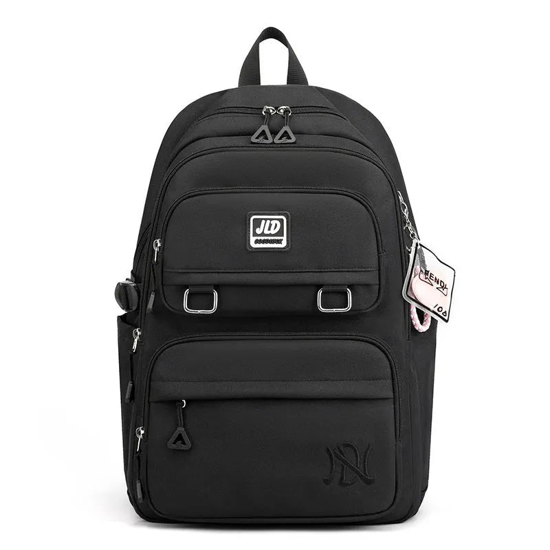 Girls' large capacity nylon backpack with physiological curve backplate in multiple colour and pattern options