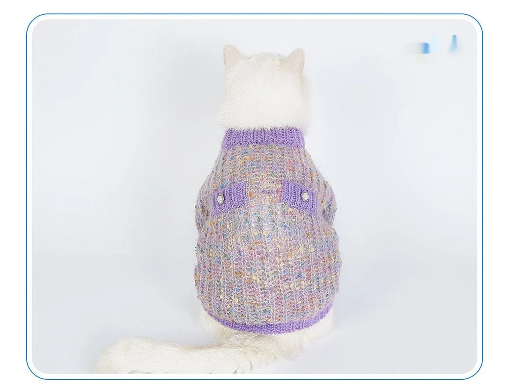 Purple dog cardigan sweater for XL and XXL pets in casual polyester design