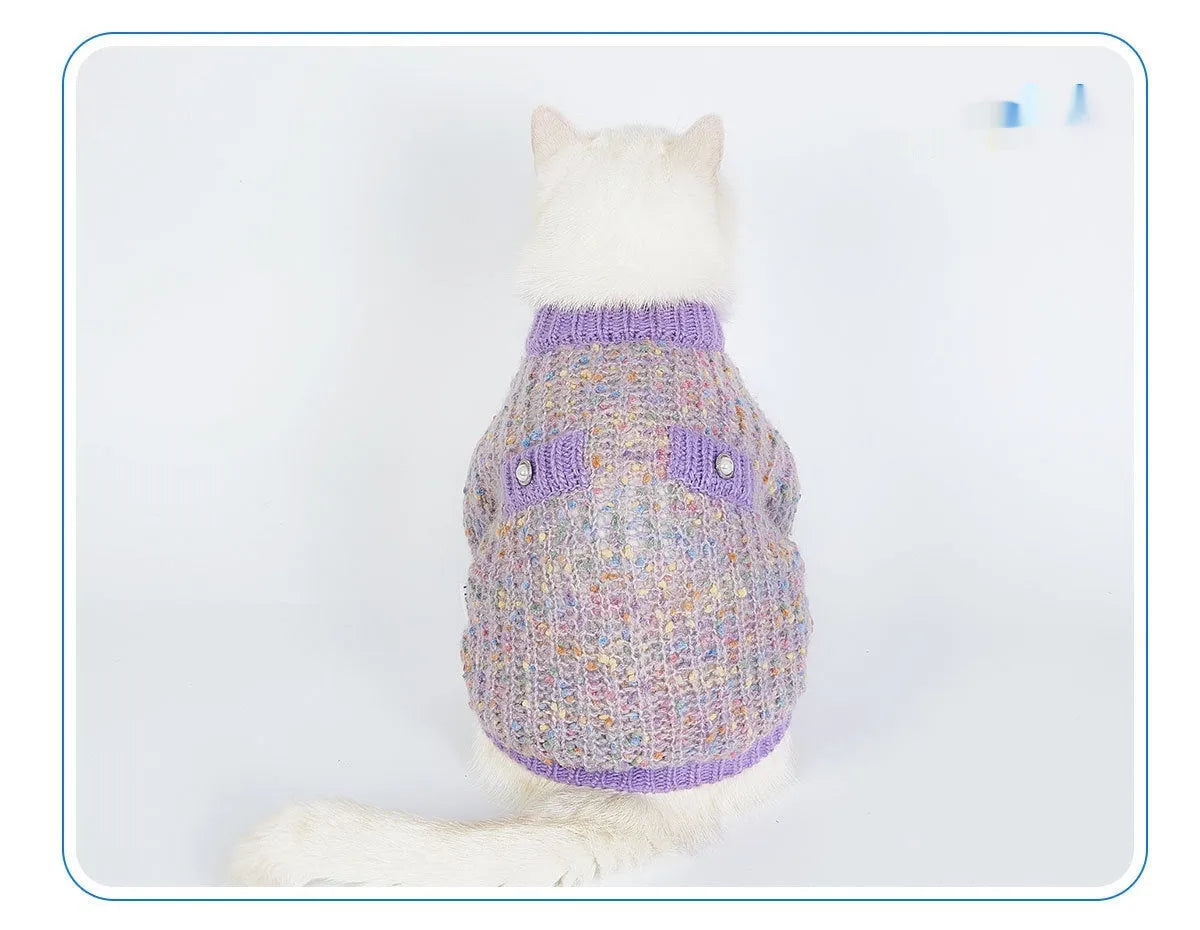 Purple dog cardigan sweater for XL and XXL pets in casual polyester design
