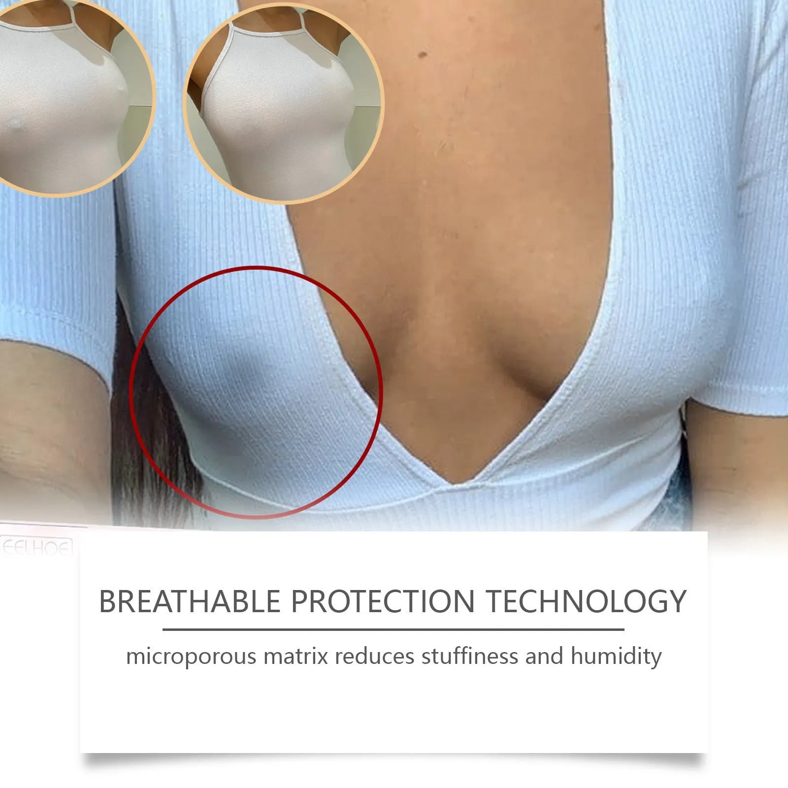 Transparent chest patches for nursing mothers in skin tone with water resistant adhesive