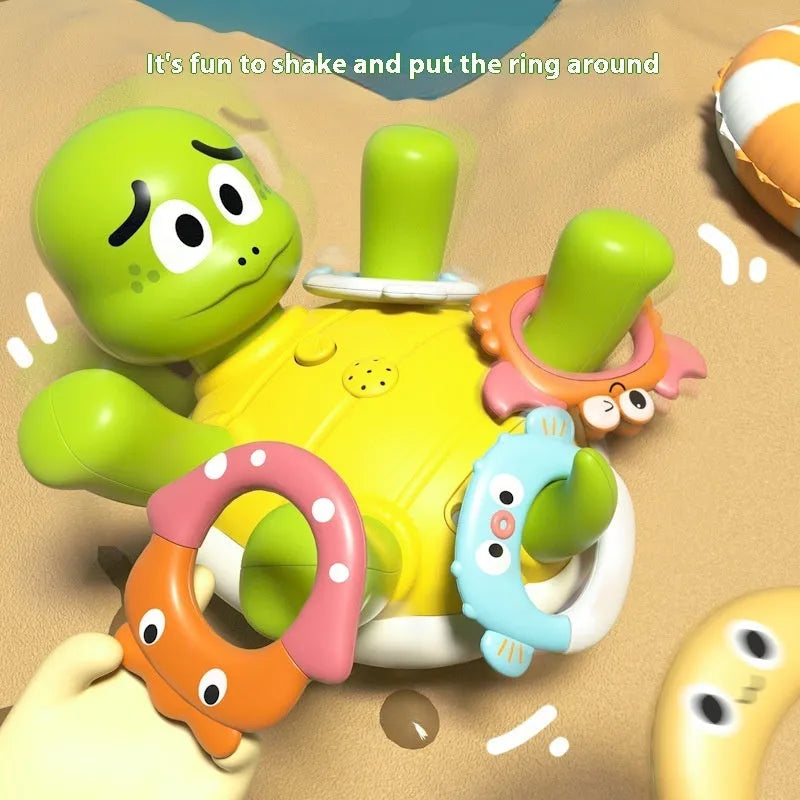 Electric water spray rotating turtle toy, 13.3cm, rechargeable, floating plastic bath and pool toy in colour box packaging