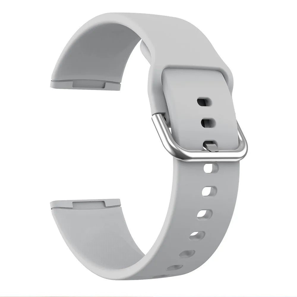 Solid colour silicone strap with silver buckle for Fitbit Versa 3 and Sense 2 watches