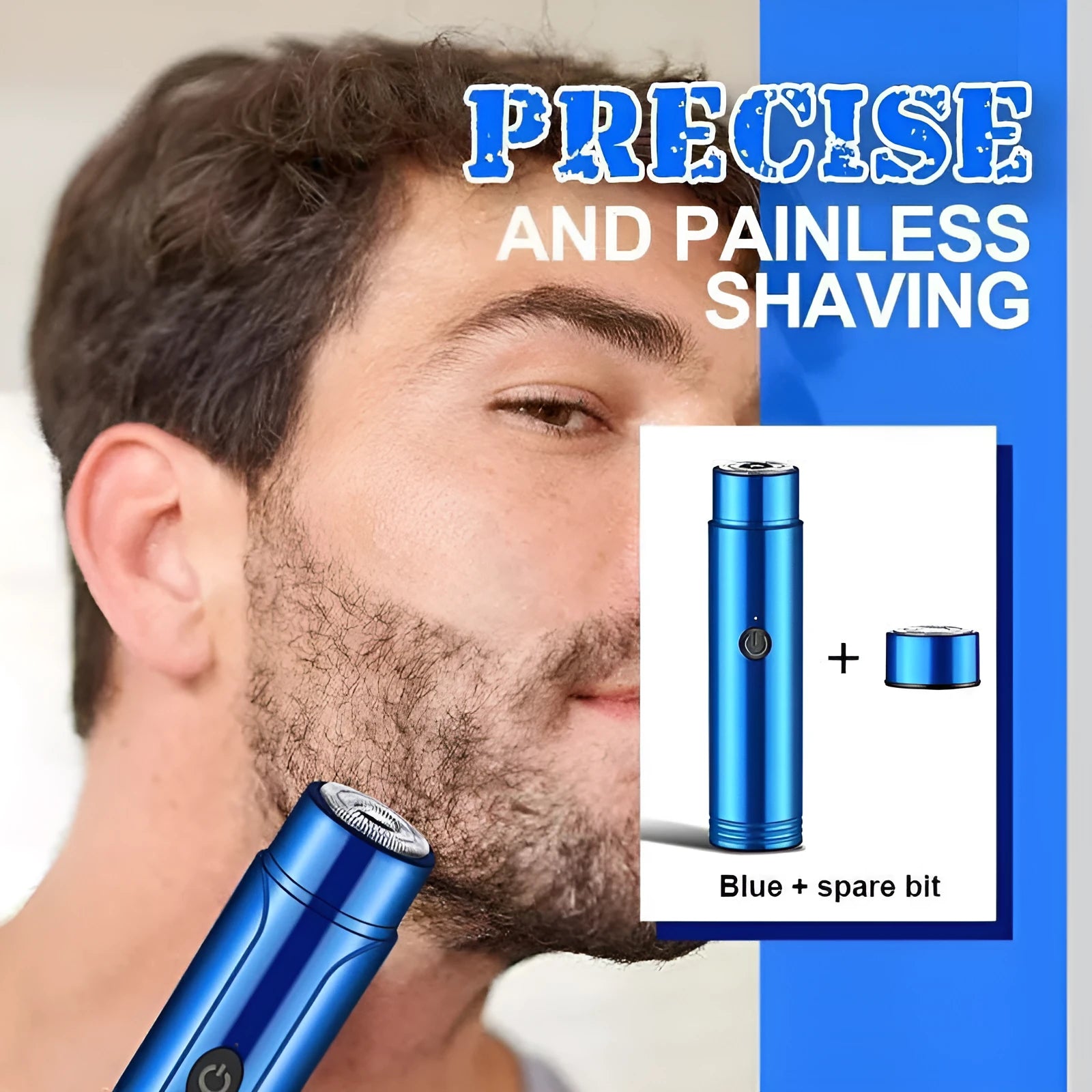 Mini portable electric shaver with rotary 1-blade head, black, 106mm length