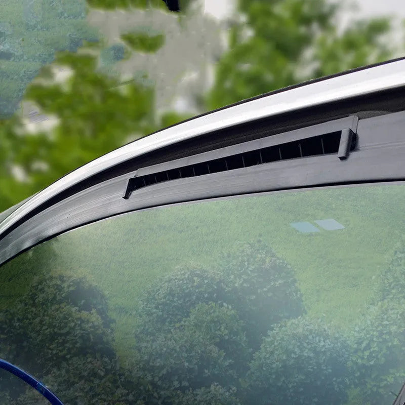 Black and white USB-powered car ventilation fan with 1.5m cable for interior air circulation.