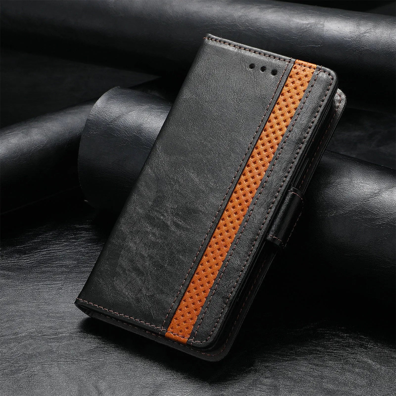 Samsung Galaxy Z Fold4 5G TPU leather phone case with bracket and card holder in multiple colours