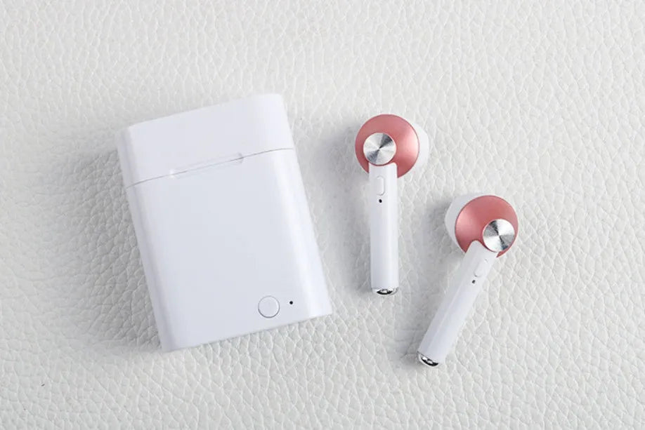 Wireless sports Bluetooth headset earbuds in five metallic colour options