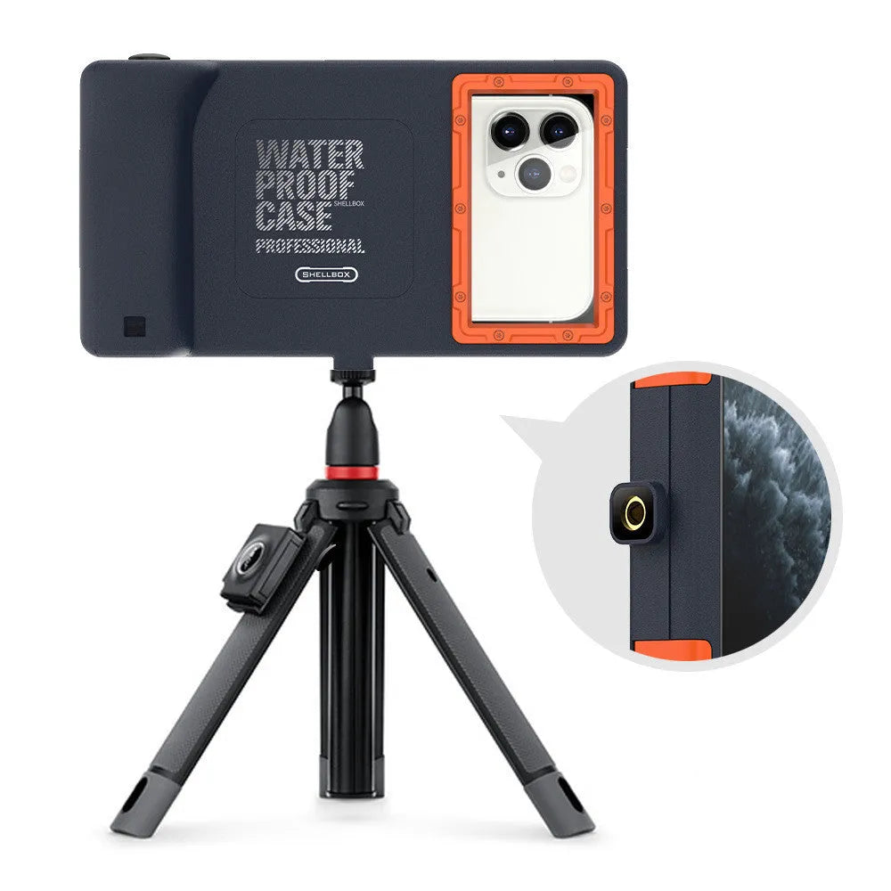Orange waterproof mobile phone case for Apple and Samsung smartphones with transparent PC PET construction