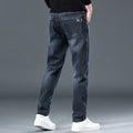 Slim straight casual trousers in blue grey colour with micro-elastic polyester fabric for teenage summer wear