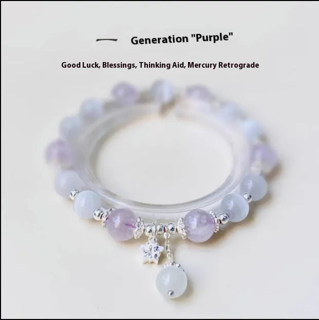 Women's opal amethyst crystal moon bracelet handmade with fresh baked cute style