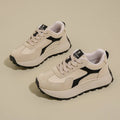 Women's low-top platform sports shoes in three colours with a lace-up front and flat rubber sole.