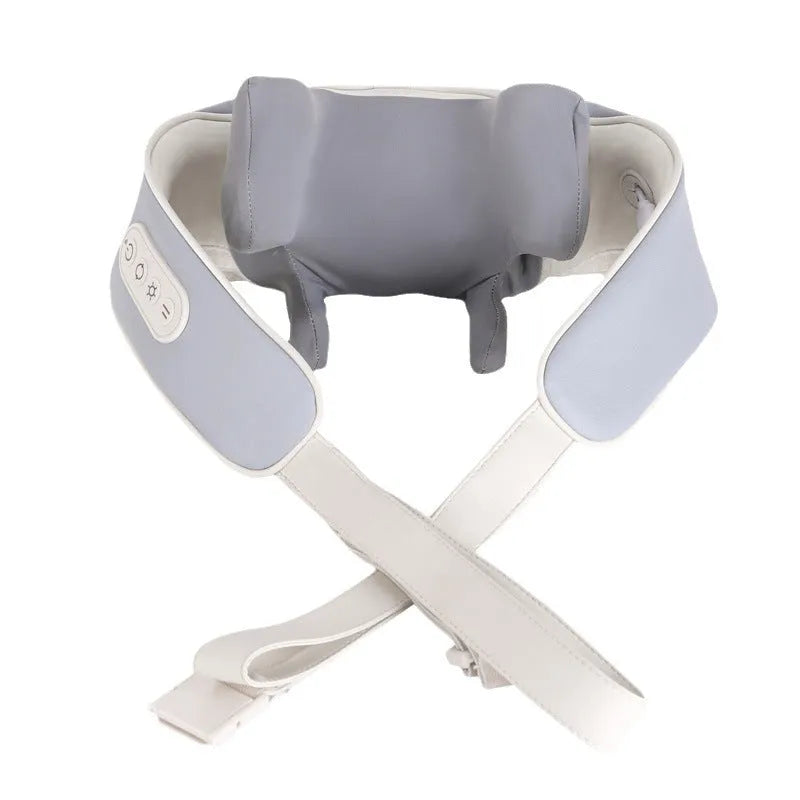 Rechargeable cervical neck massage shawl with six massage heads and hot compress, dark grey colour