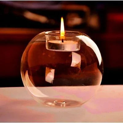 Handmade hot glass round hollow candle holder in Europe style