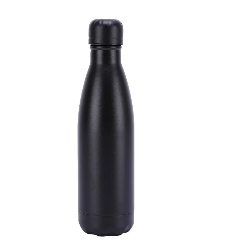 Insulated stainless steel water bottle mug with rubber painted surface and vacuum flask design in multiple colours