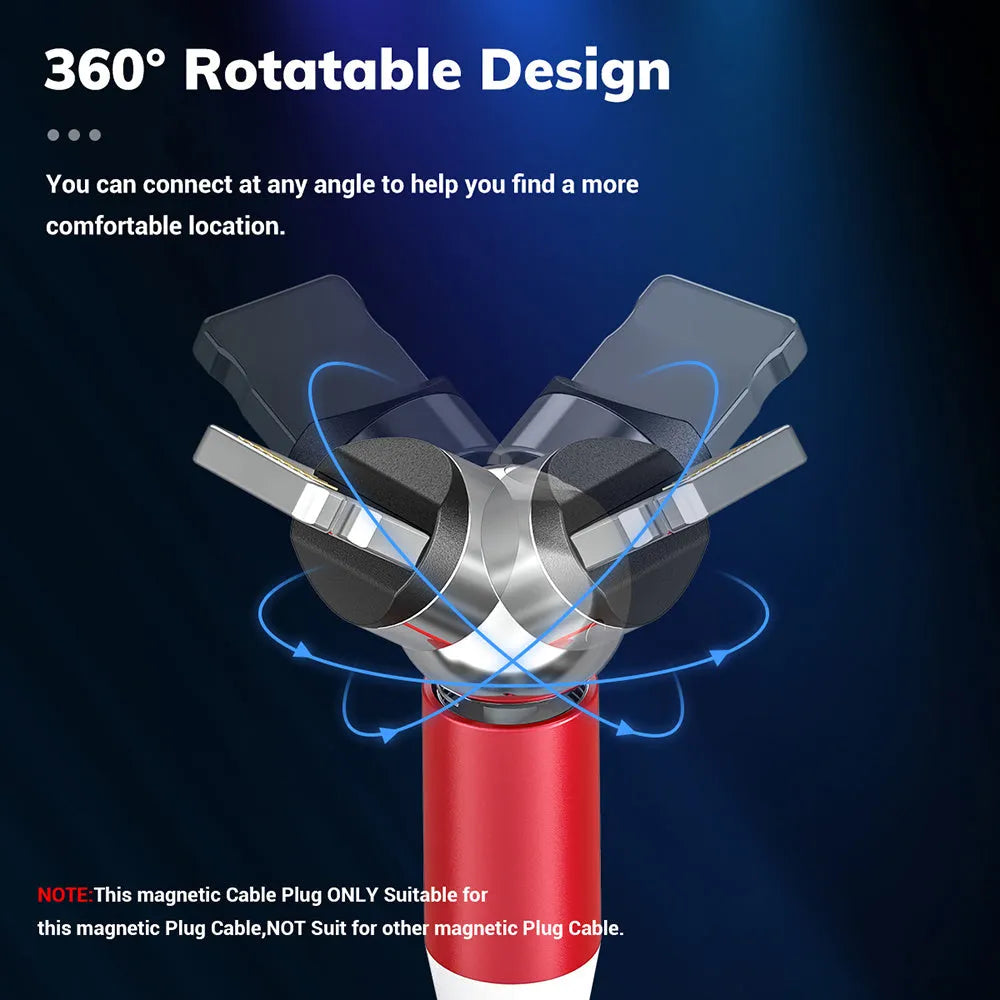 Black magnetic charging cable with spherical aluminium alloy connector on a 1m TPE cable