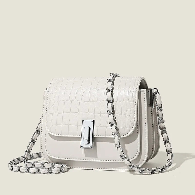 Soft PU women's crossbody shoulder bag with sandwich pockets and phone compartment in horizontal square shape