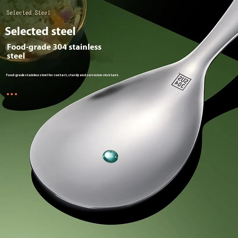 304 stainless steel meal spoon with thick handle and simple solid colour finish