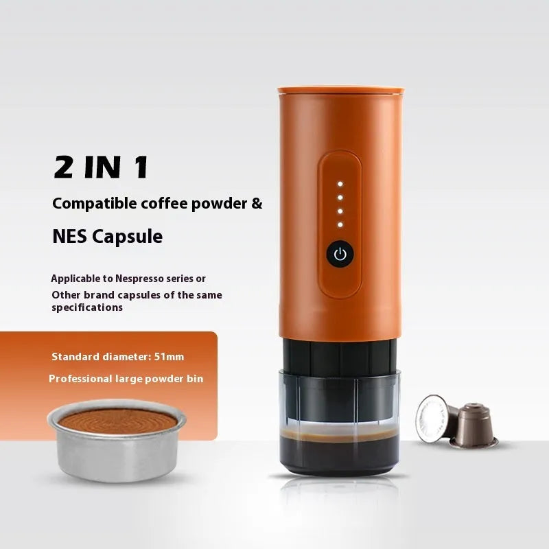 Portable handheld stainless steel electric coffee machine in jungle green colour