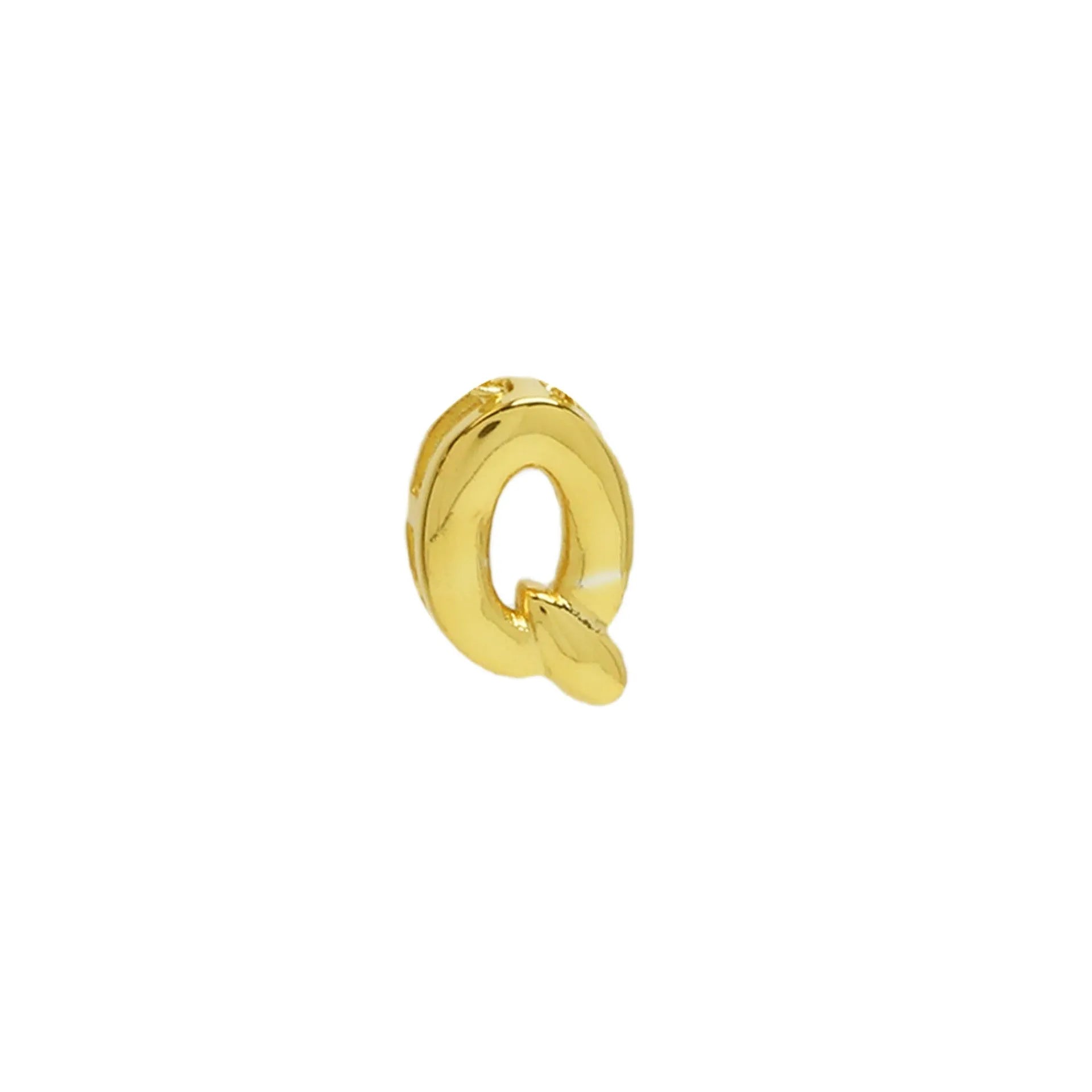 18k electroplated gold DIY letter name bracelet with smooth bubble surface on copper alloy