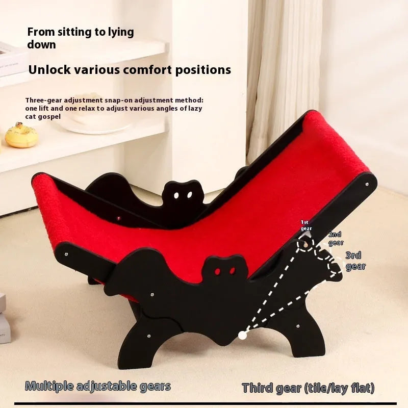 MW-054 wooden cat recliner bed with black and red Halloween colour design