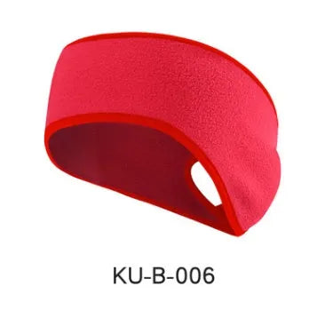 Fleece sports headband for running with ear coverage ponytail slit