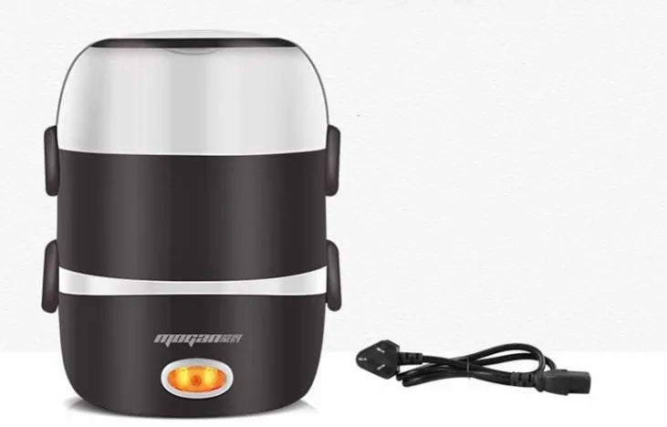 White rice cooker with 2-litre capacity and digital controls on kitchen counter