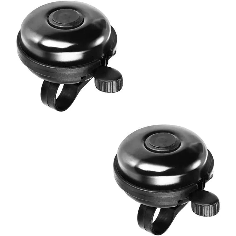 Black ABS plastic bicycle bell with 58mm diameter for mountain bike and road cycling handlebars