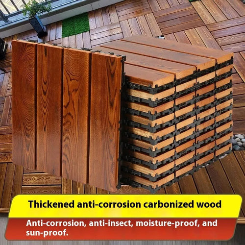 Camphor pine wood flooring tiles 30x30cm square for balcony thickening