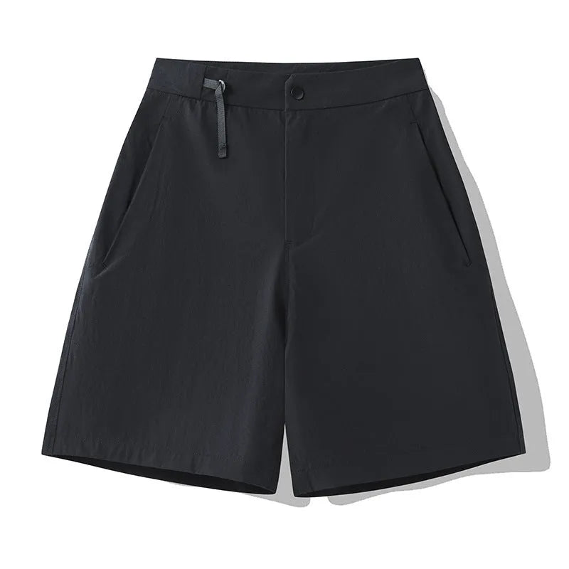 Men's quick-drying sports shorts in khaki with four-sided elastic and 3D cutting.
