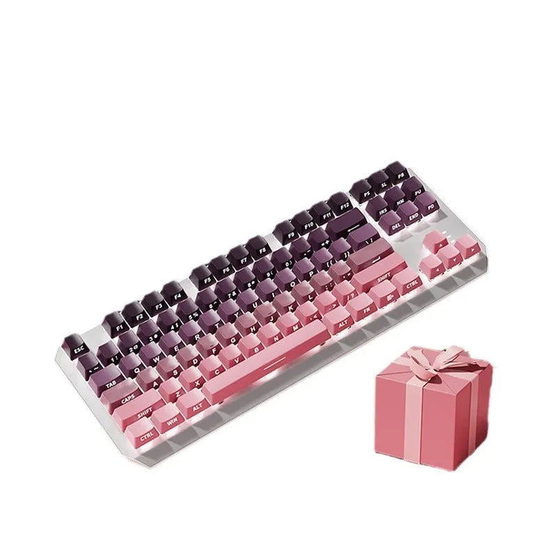 Wired 87-key mechanical keyboard with side engraving in silver white, black and star purple colour options